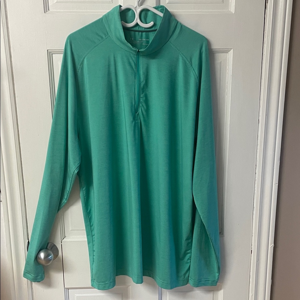 Under Armour Heatgear loose fit lightweight green quarter zip sweater men’s 2XL